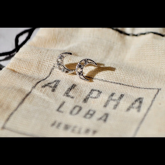 sterling silver earrings moon earrings rhodium - Picture 2 of 3